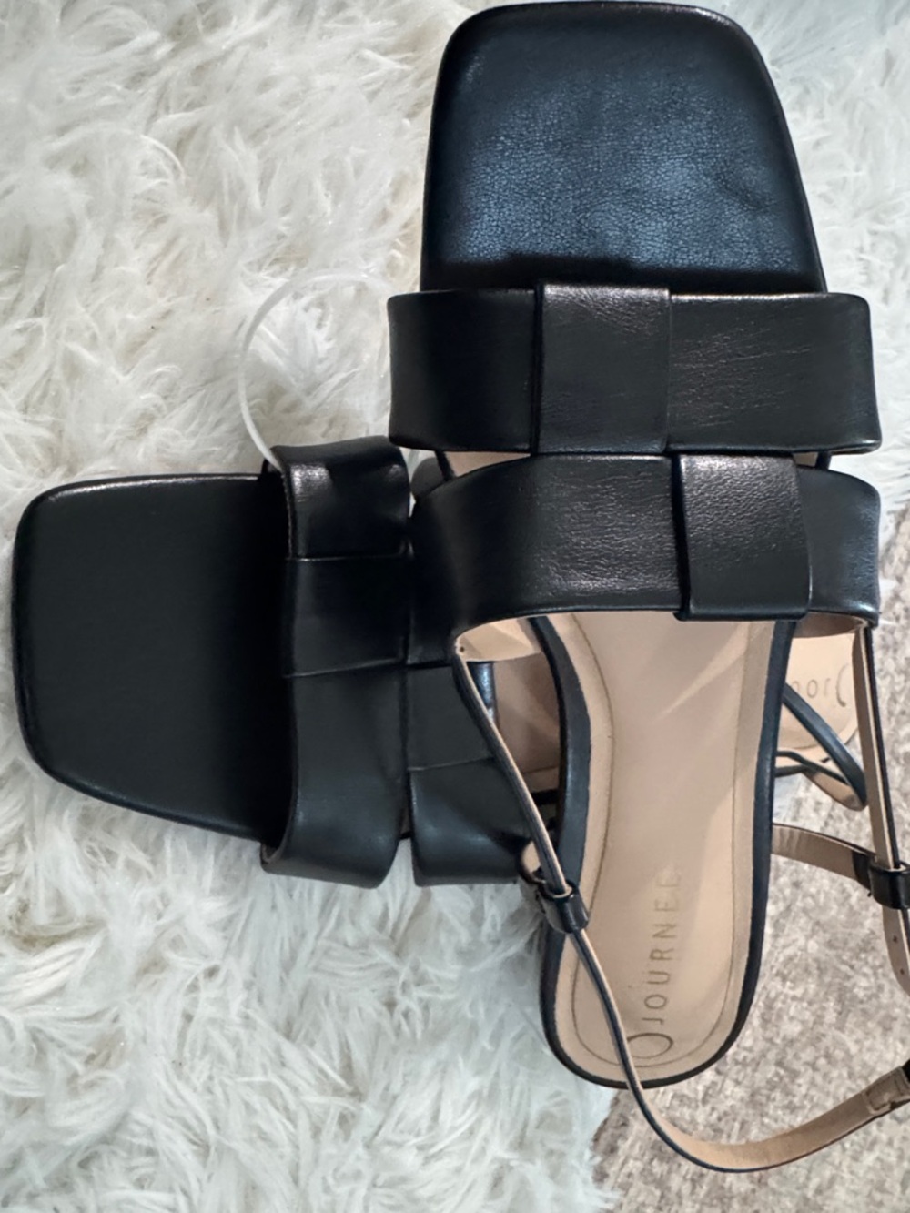 Journee Collection Black Strappy Square-Toe Sandals - Picture 3 of 3